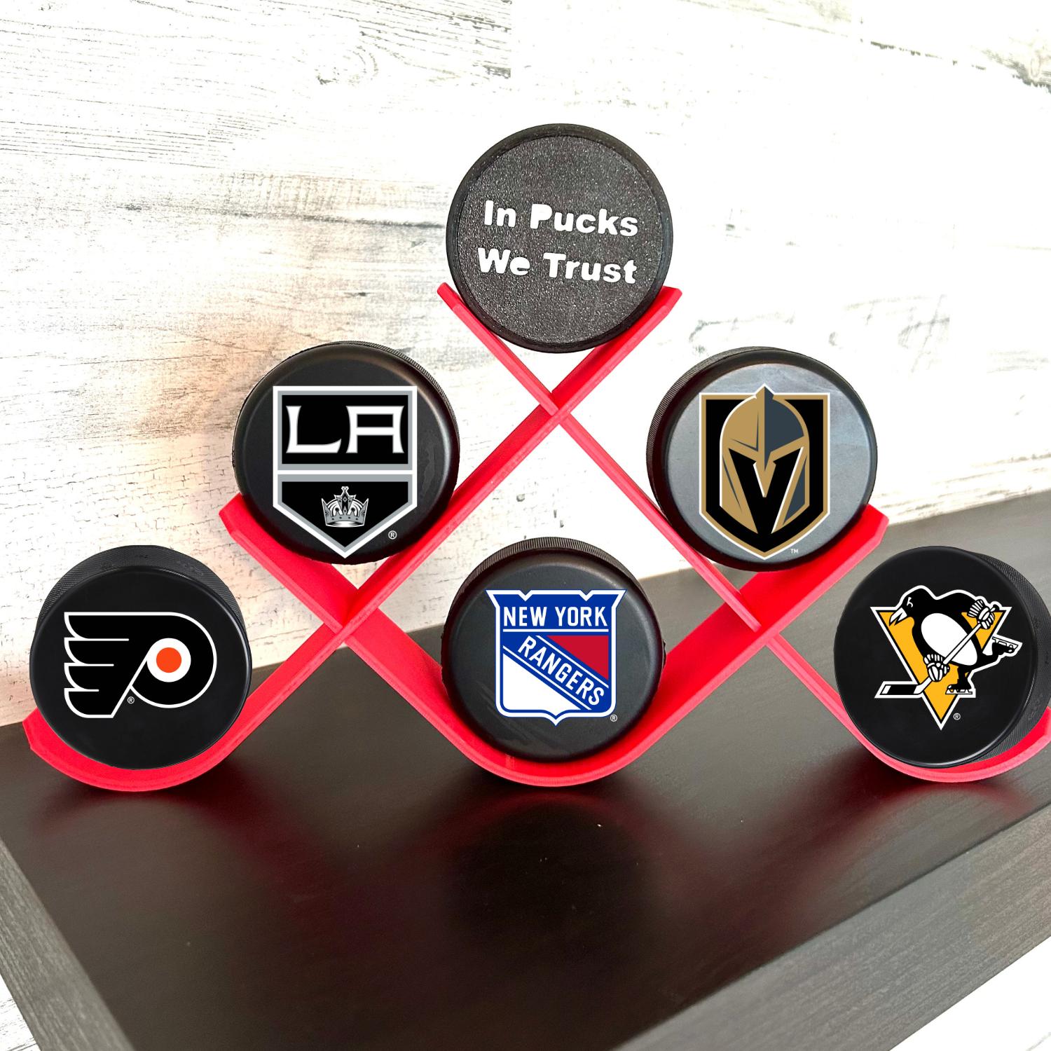 Hockey Puck Stand, 6 Puck Display Holder
