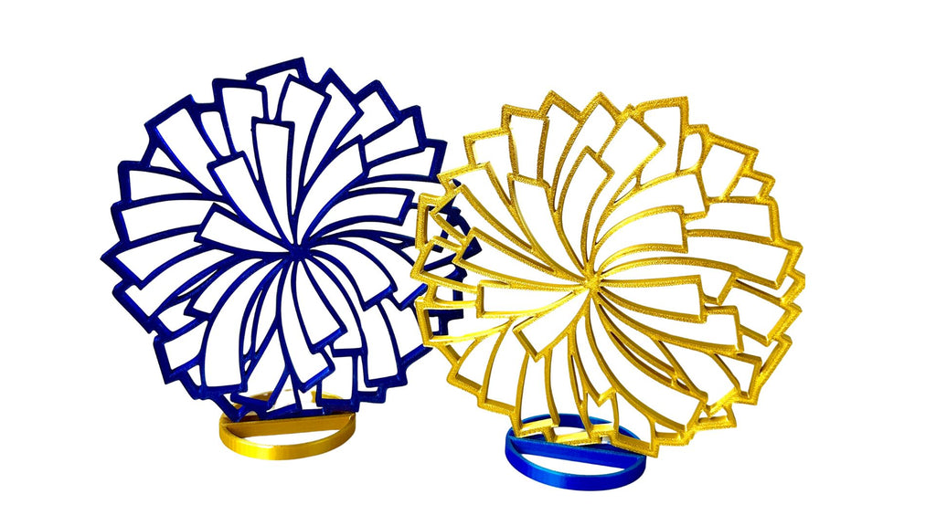 Royal Blue and Gold Cheerleader Pom Pom Banquet Centerpiece