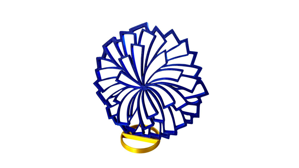 Royal Blue and Gold Cheerleader Pom Pom Banquet Centerpiece