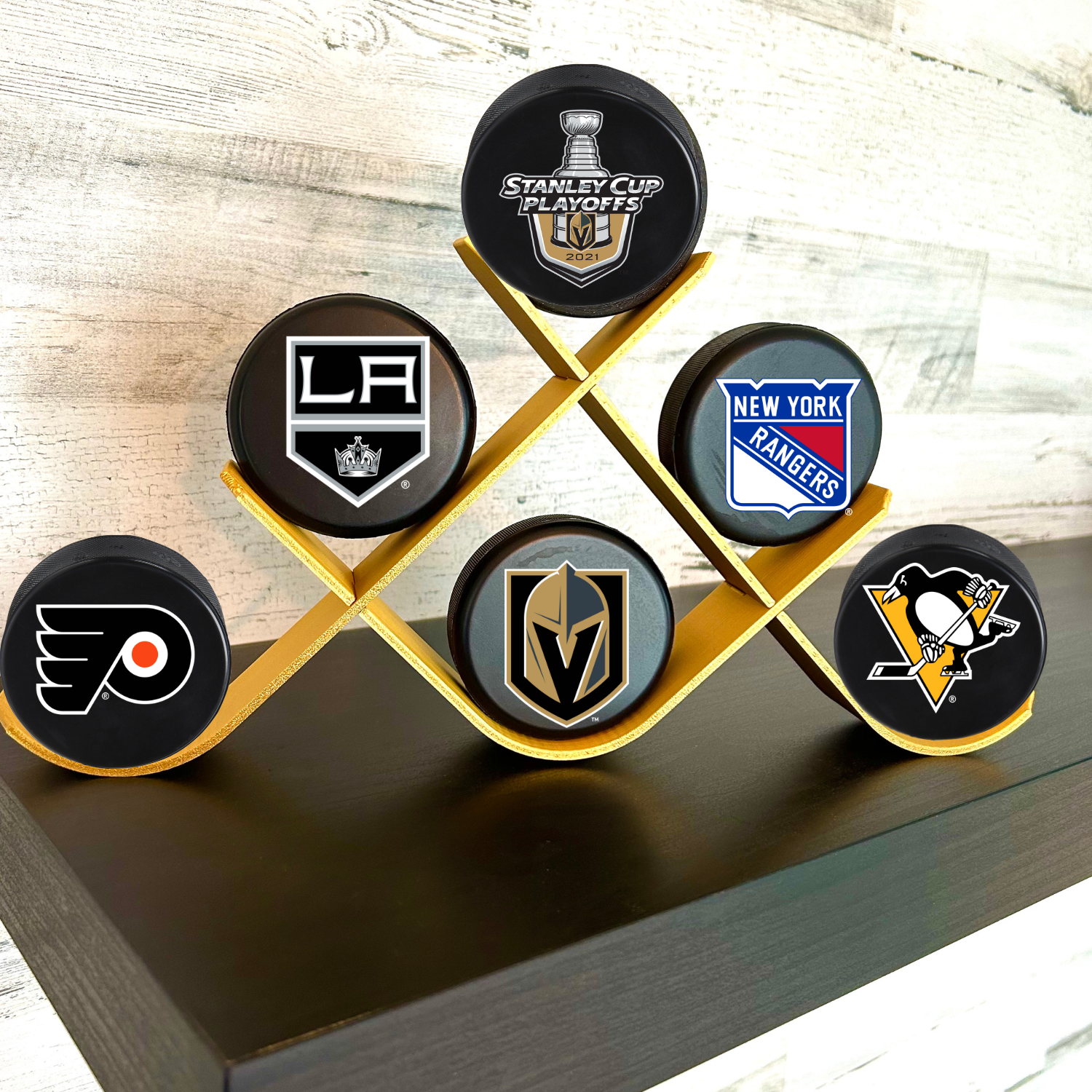 Hockey Puck Stand, 6 Puck Display Holder