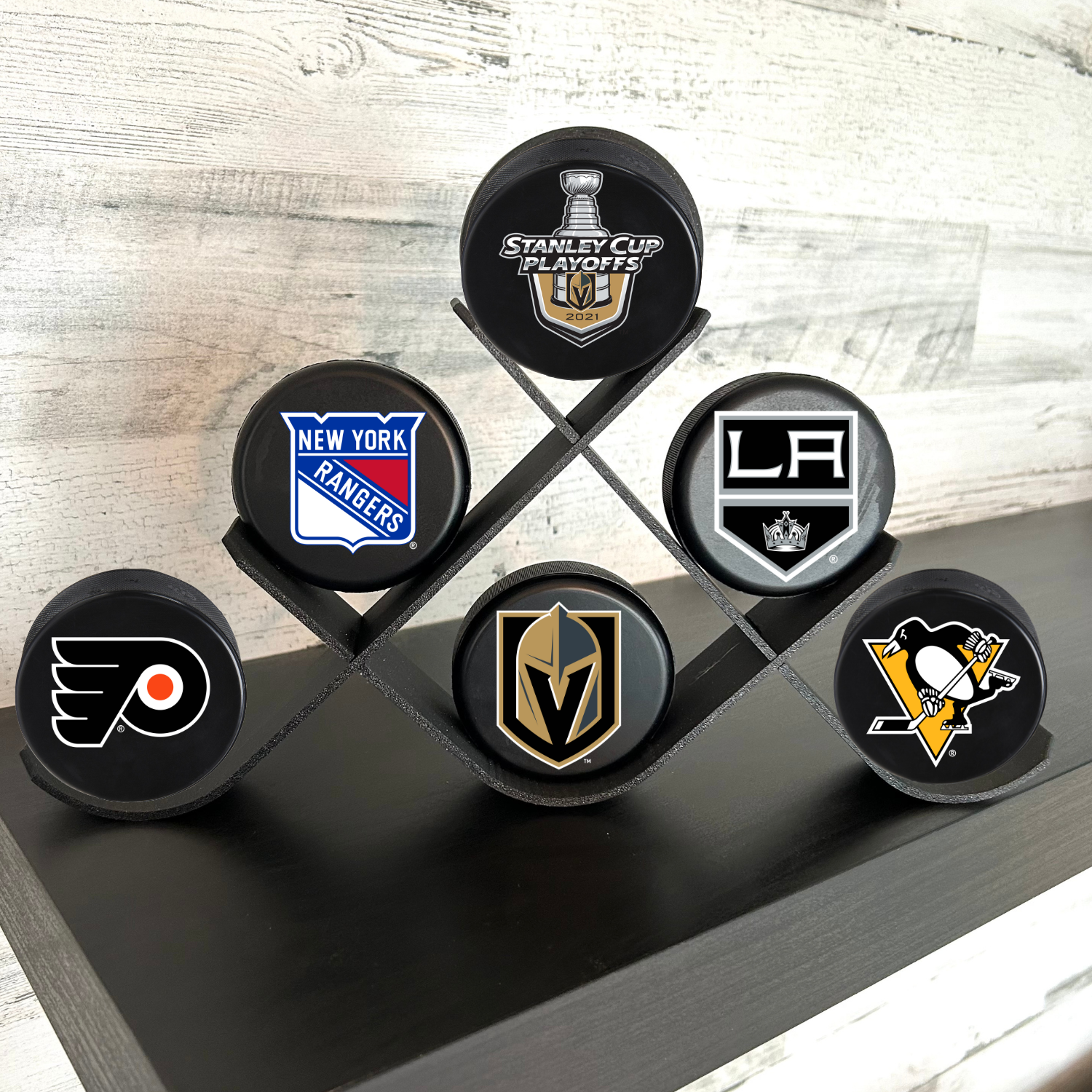 Hockey Puck Stand, 6 Puck Display Holder