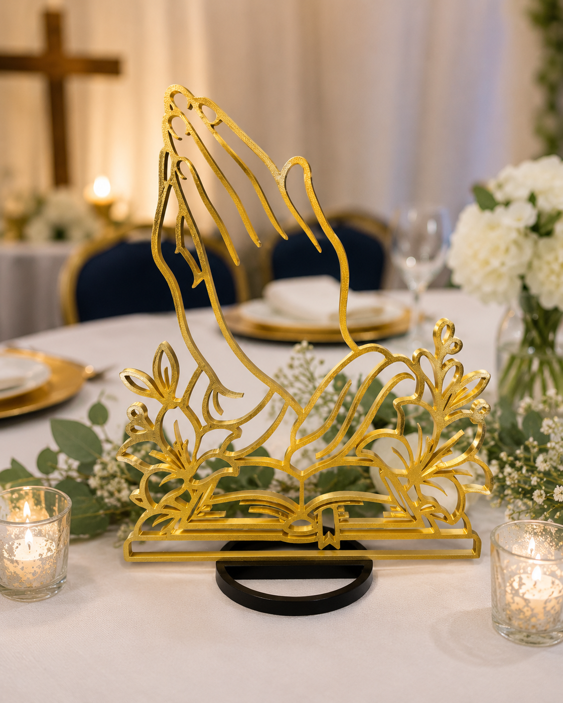 Christian Church Banquet Centerpiece – Prayer Breakfast, Bible Study, Baptism & Faith Celebration Table Decor