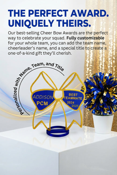 Cheer Award personalized for cheerleader banquets and graduation partiy centerpieces