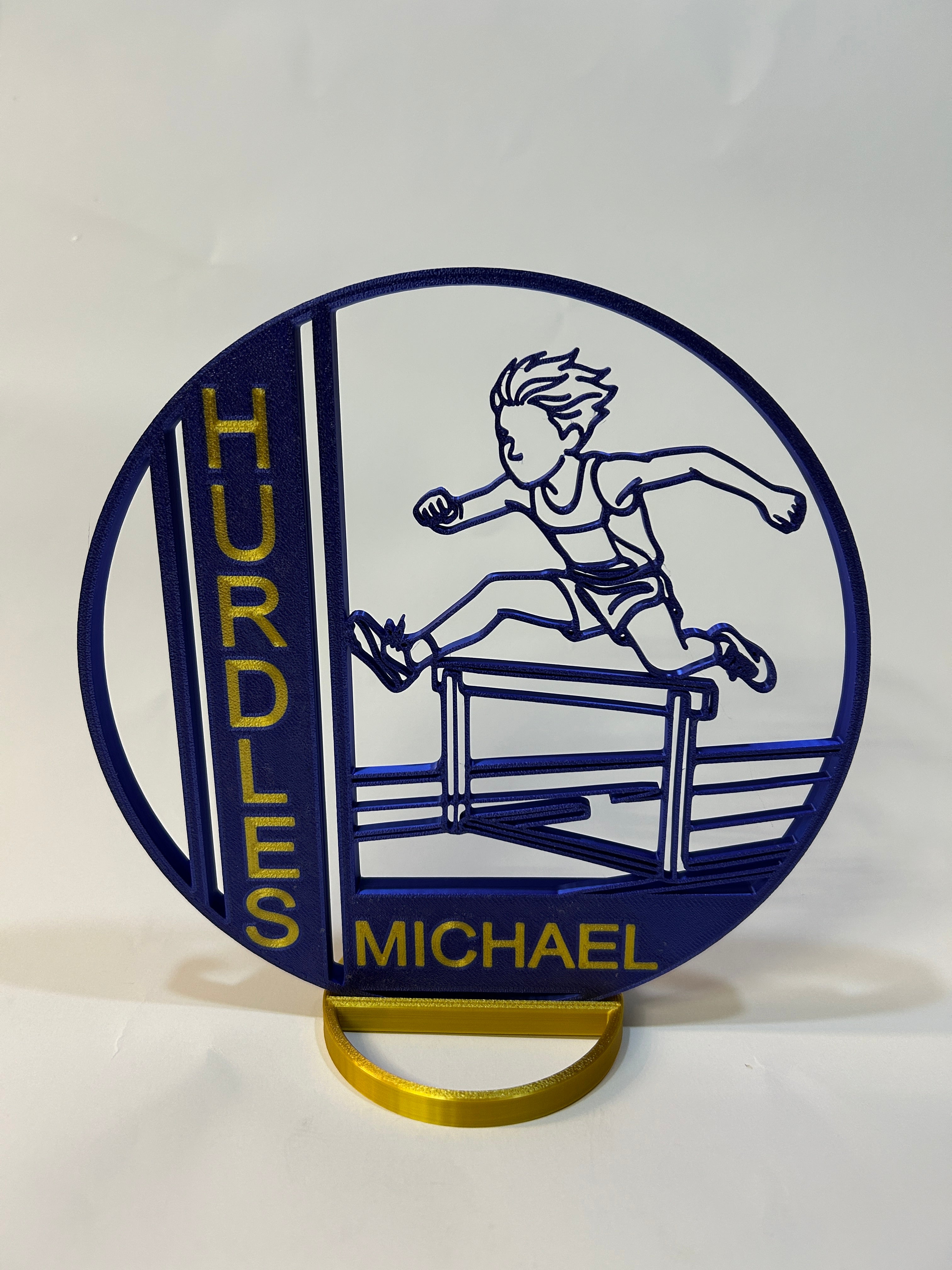 Boy Hurdles Centerpiece: Track Banquet Graduation Decor
