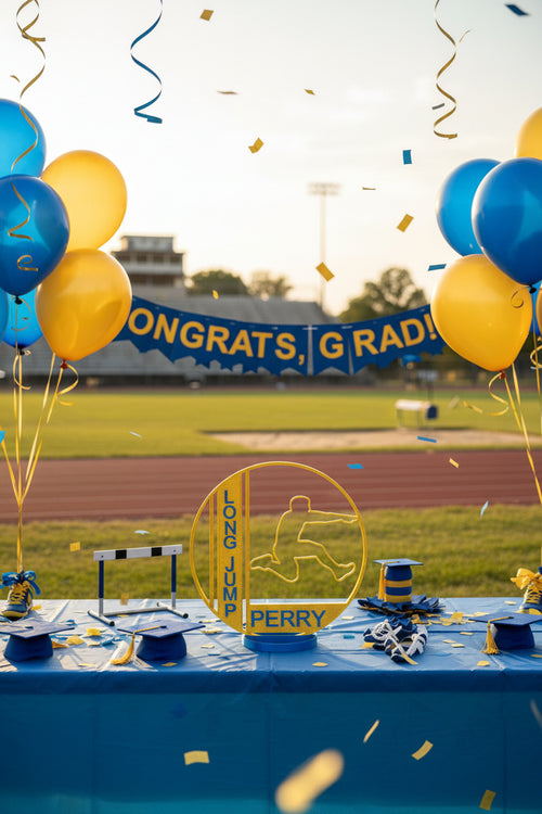 Boy Long Jump Centerpiece: Track Banquet Graduation Decor
