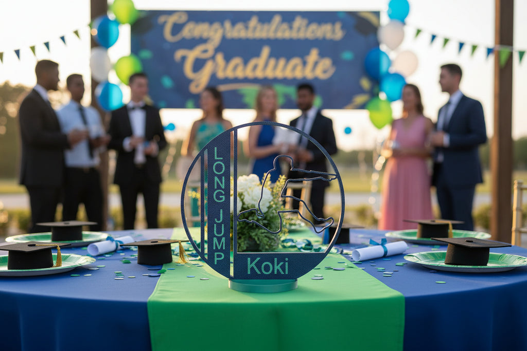 Boy Long Jump Centerpiece: Track Banquet Graduation Decor