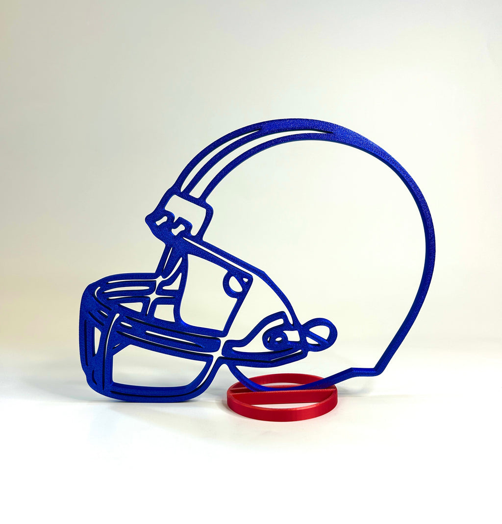Royal Blue Football helmet used in team banquet centerpiece display