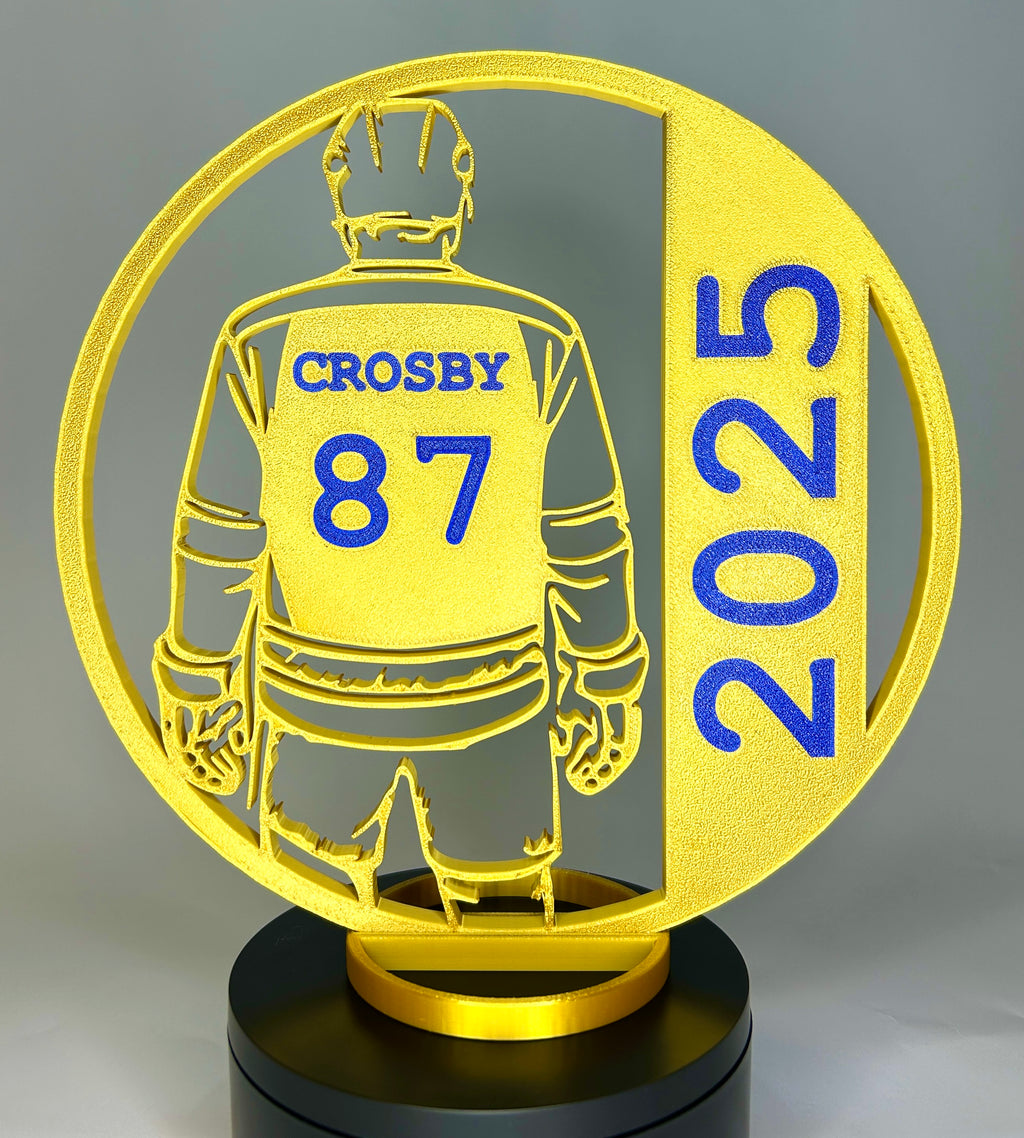 Hockey Player Centerpiece – Unique Jagged Edge Outline – 3D Printed Sports Display - 8"