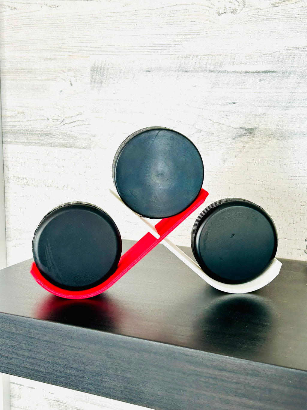 Hockey Puck Stand, 3 Puck Display Holder