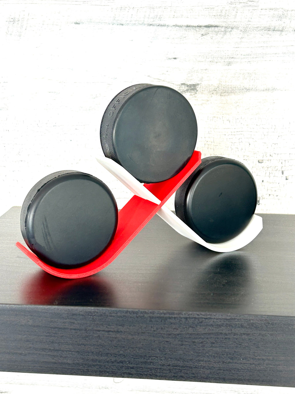 Hockey Puck Stand, 3 Puck Display Holder