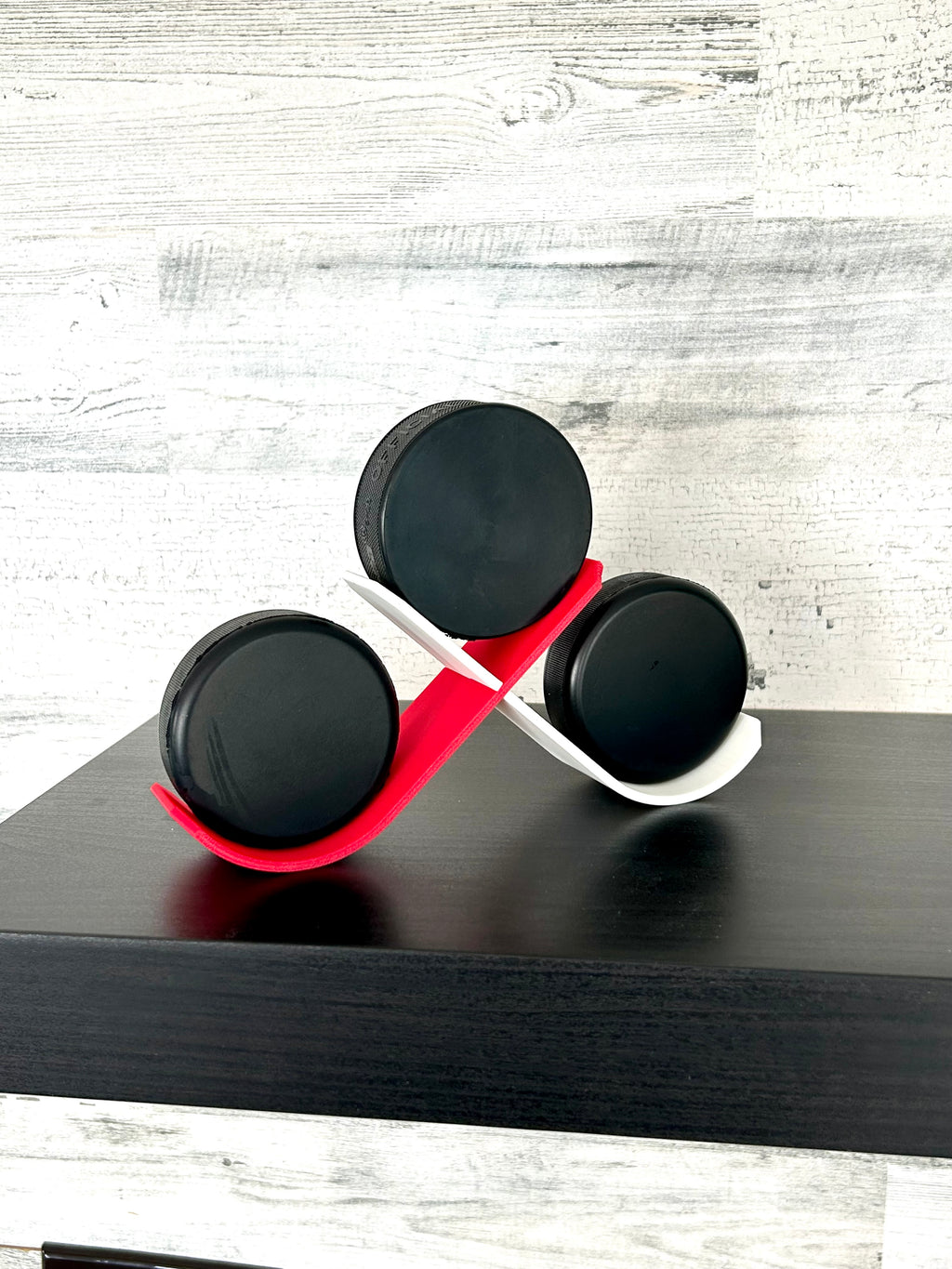 Hockey Puck Stand, 3 Puck Display Holder