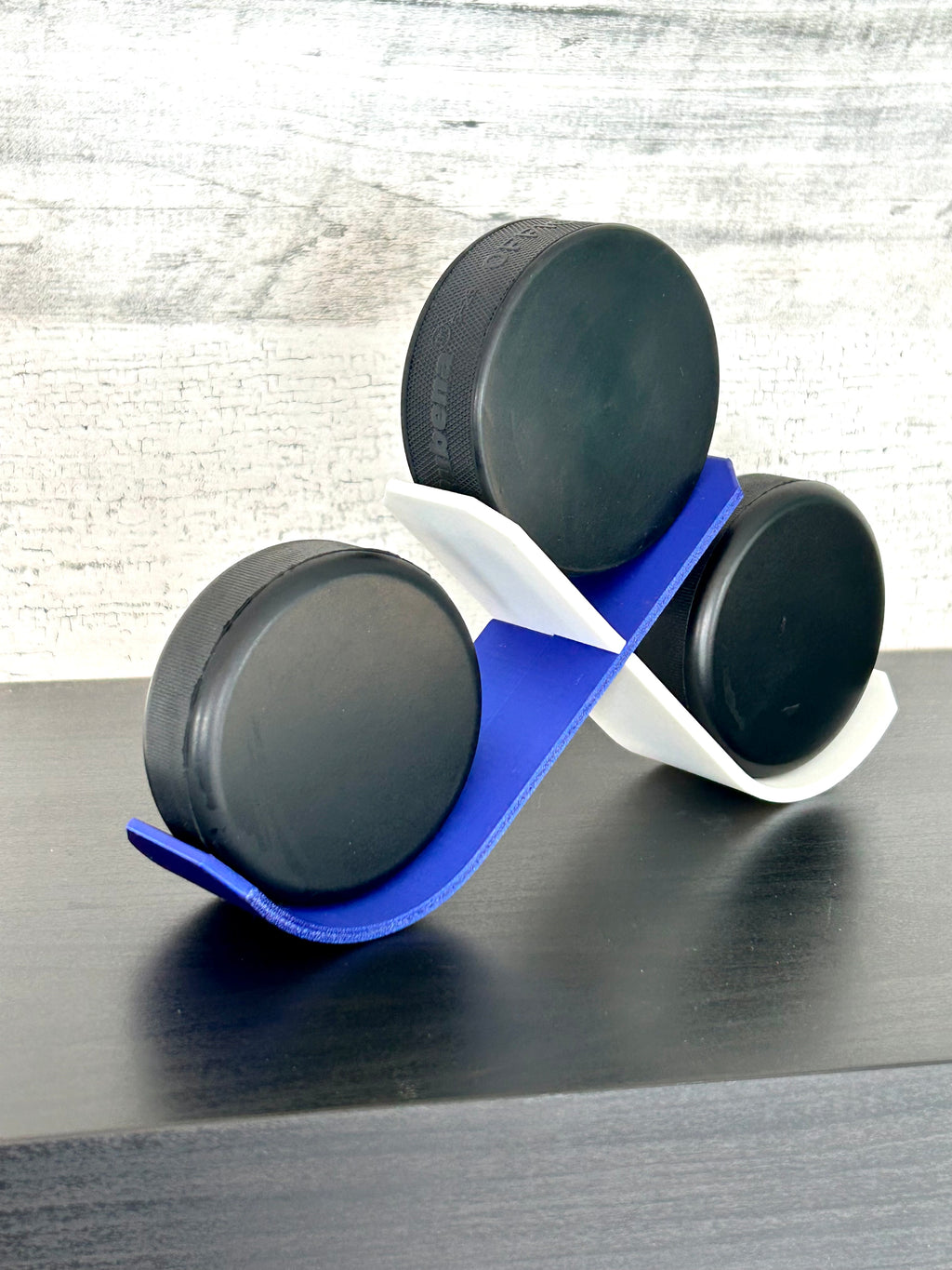 Hockey Puck Stand, 3 Puck Display Holder