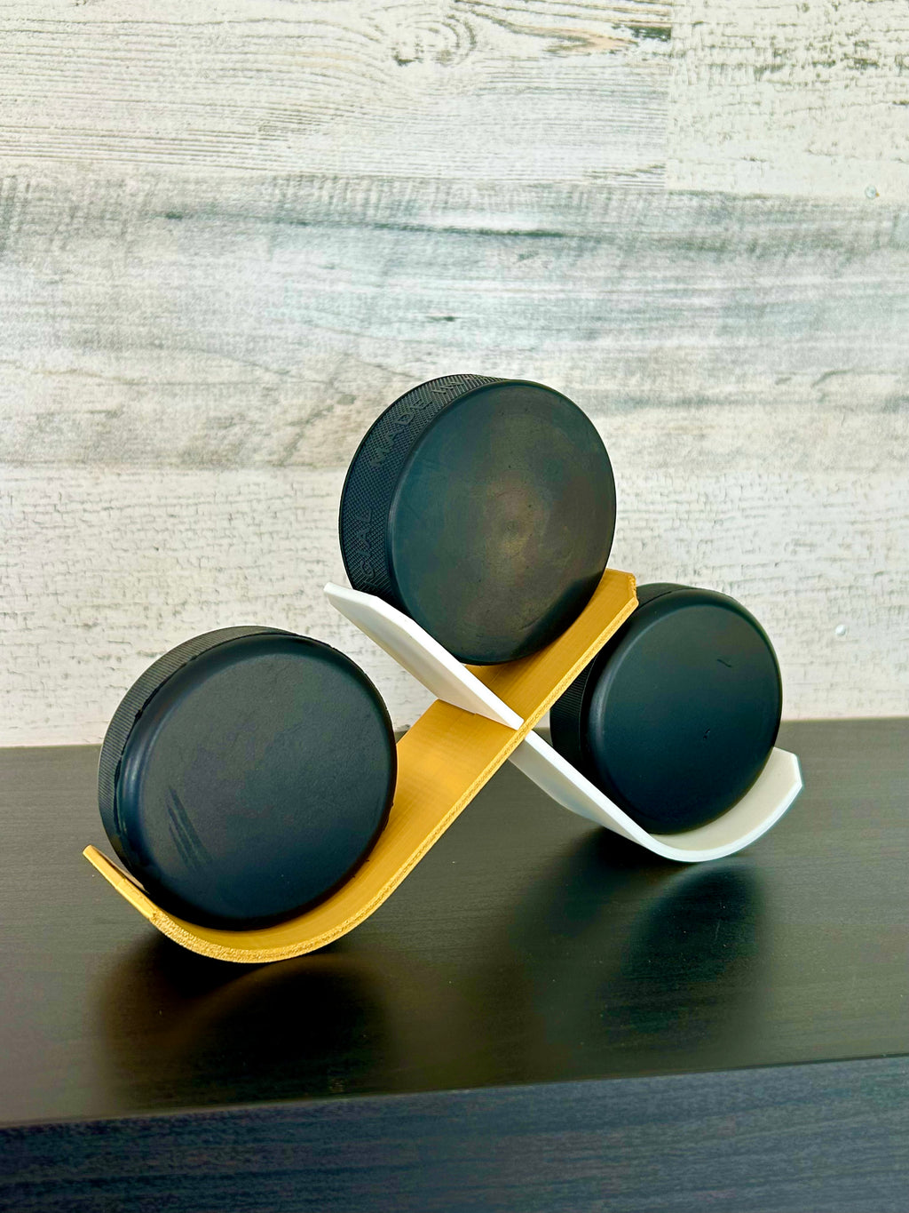 Hockey Puck Stand, 3 Puck Display Holder