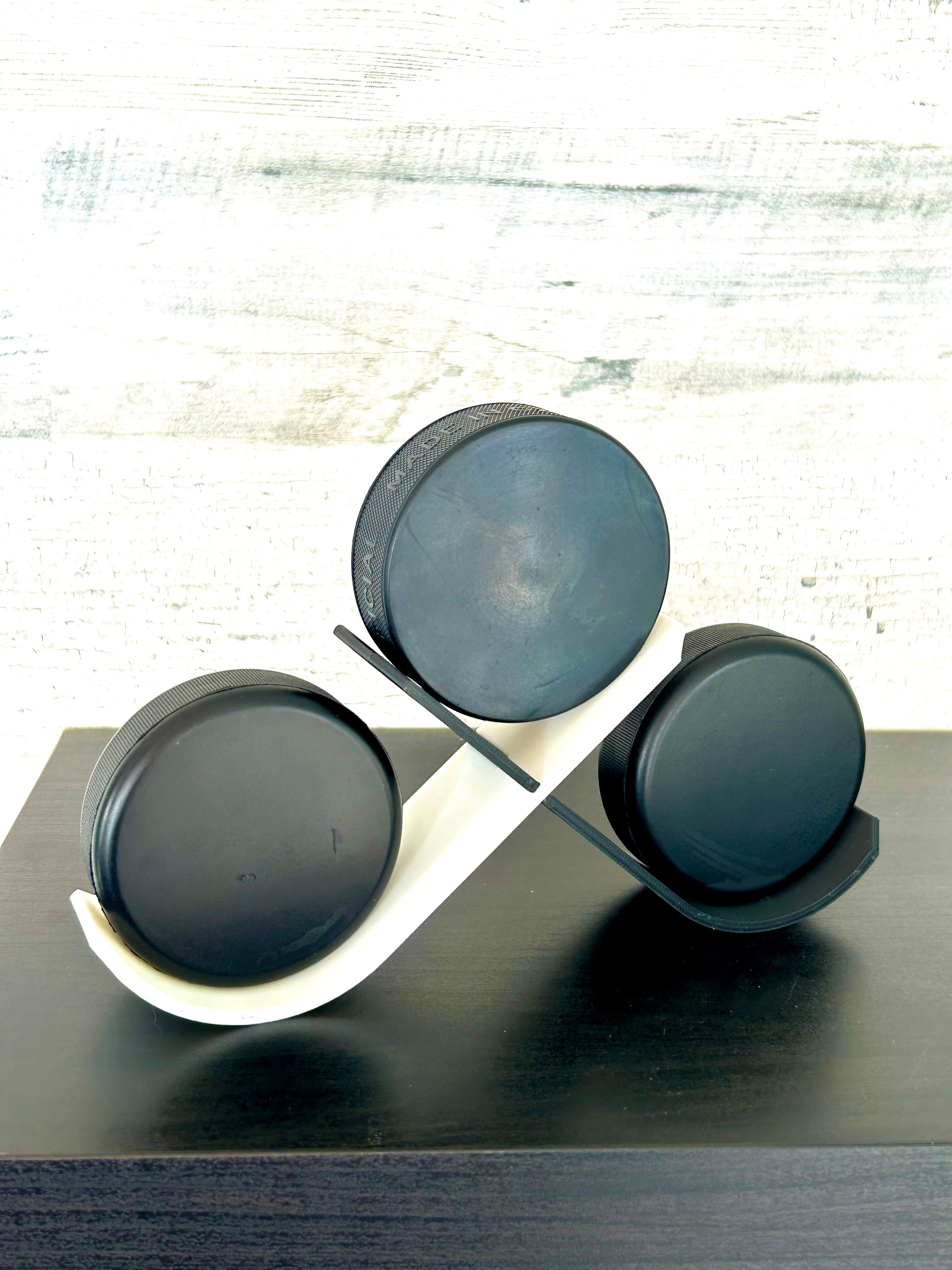 Hockey Puck Stand, 3 Puck Display Holder