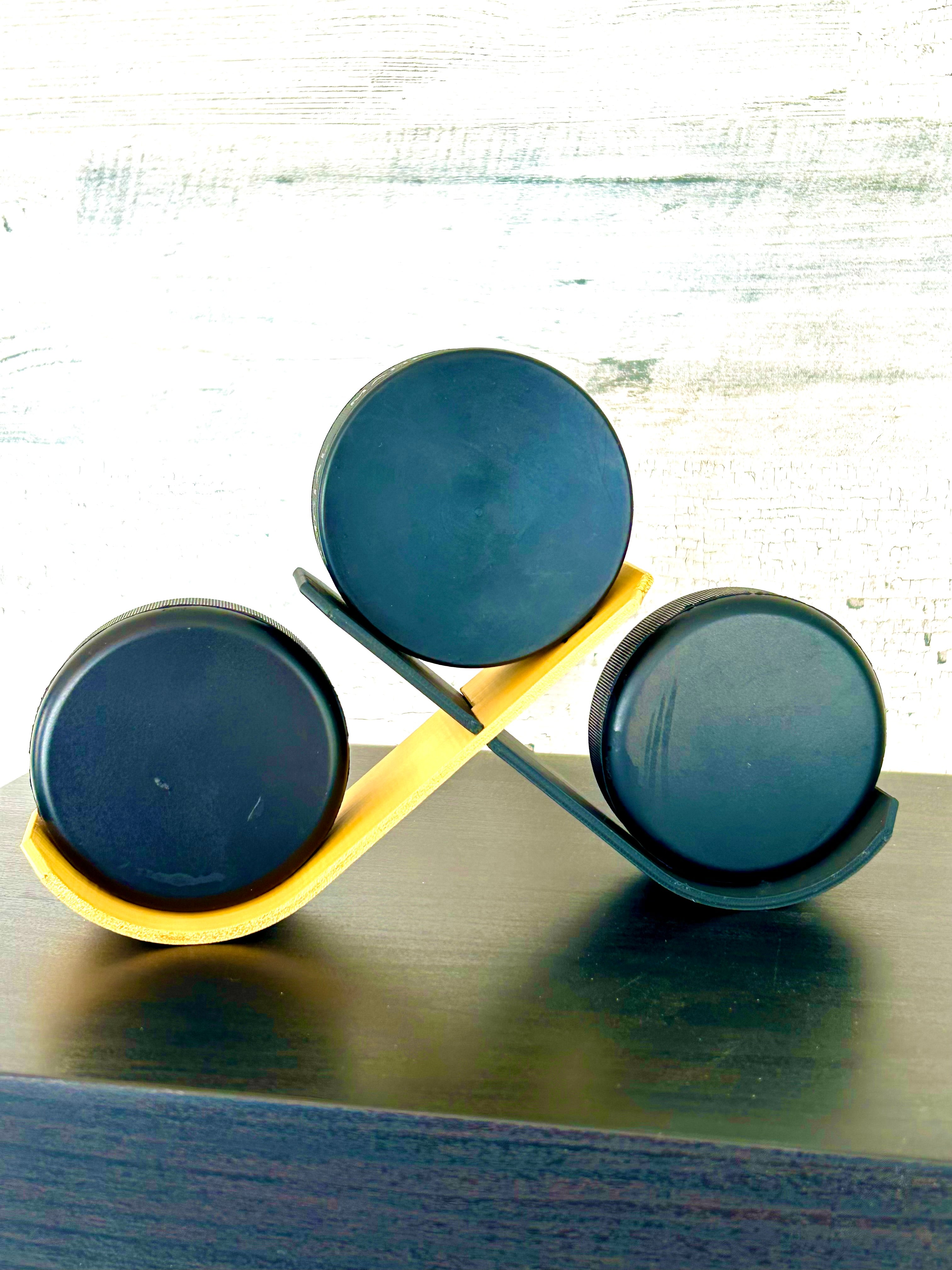 Hockey Puck Stand, 3 Puck Display Holder