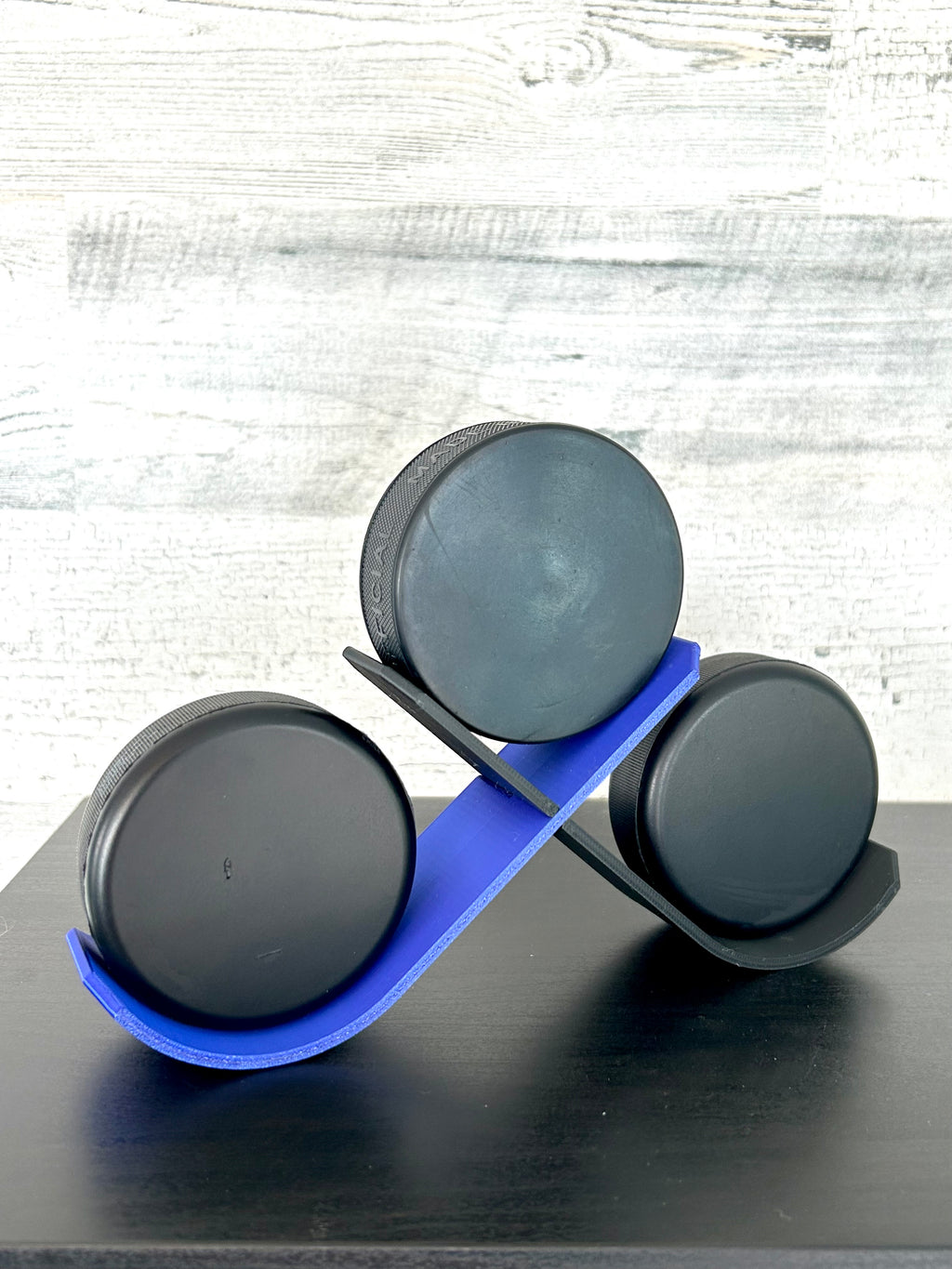 Hockey Puck Stand, 3 Puck Display Holder