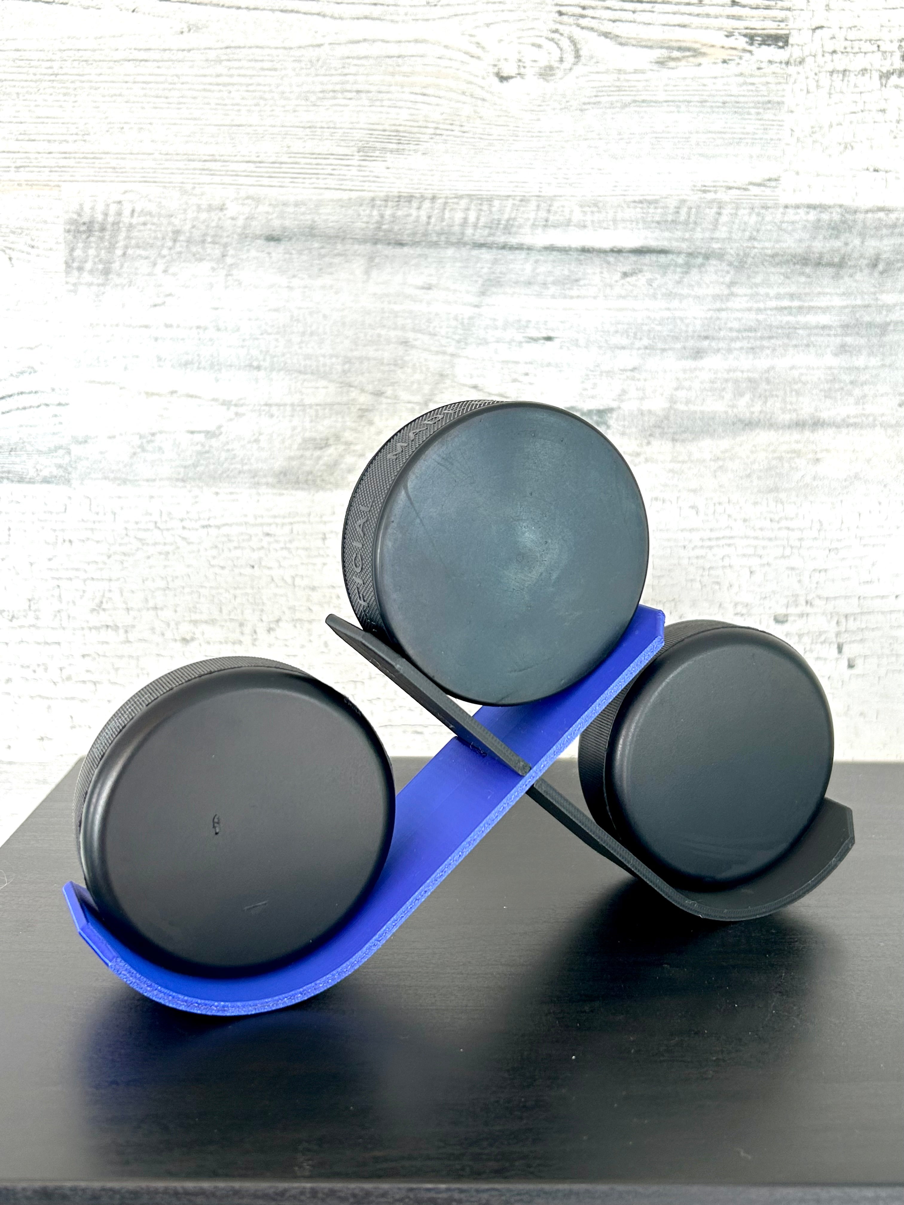 Hockey Puck Stand, 3 Puck Display Holder