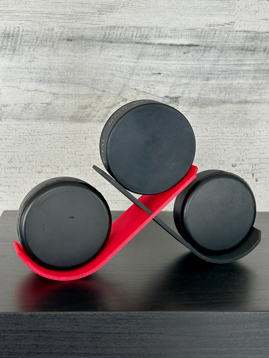 Hockey Puck Stand, 3 Puck Display Holder