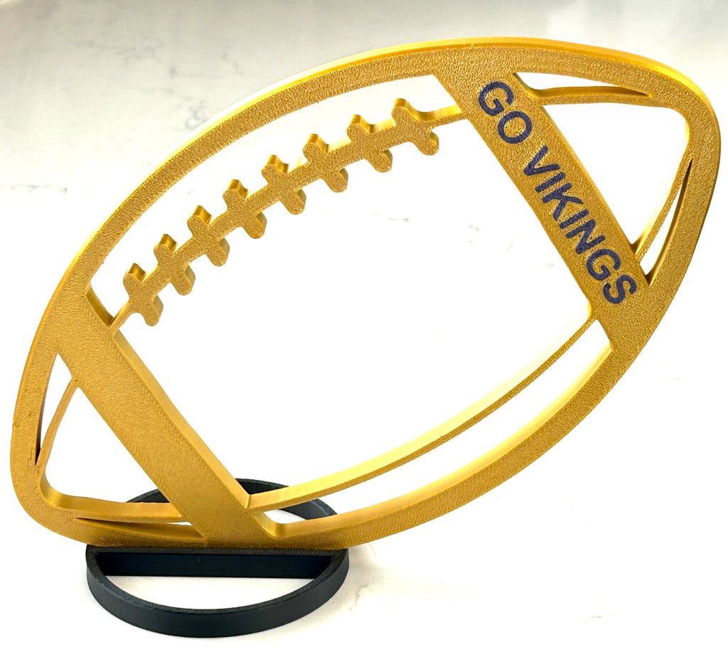 Gold Football with team name used on Graduation Party Table centerpiece 