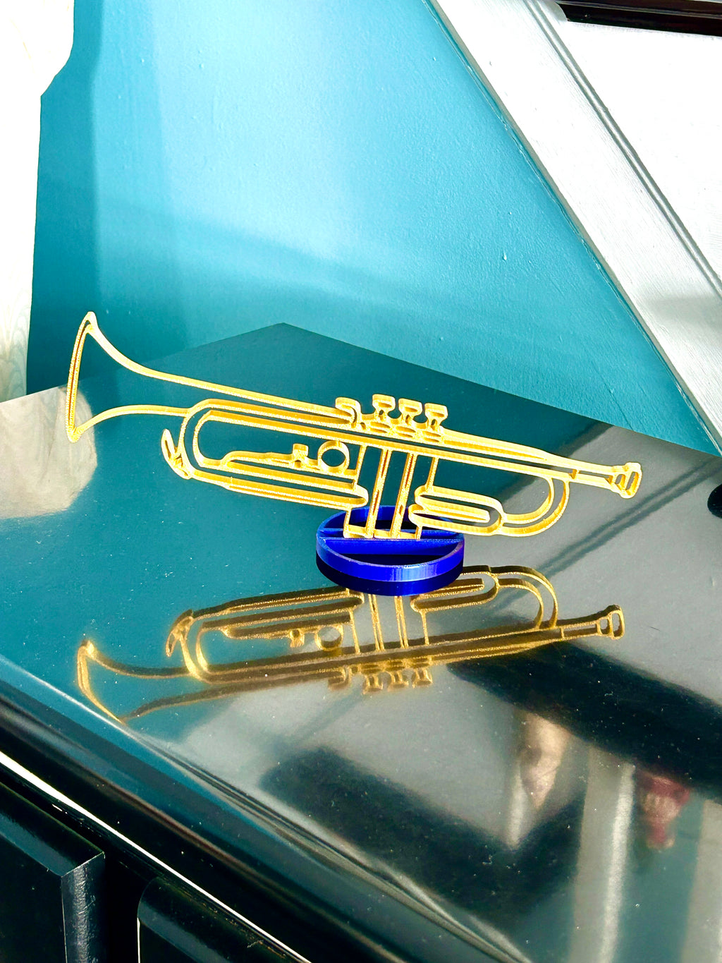 Gold band instrument banquet table centerpieces trumpet