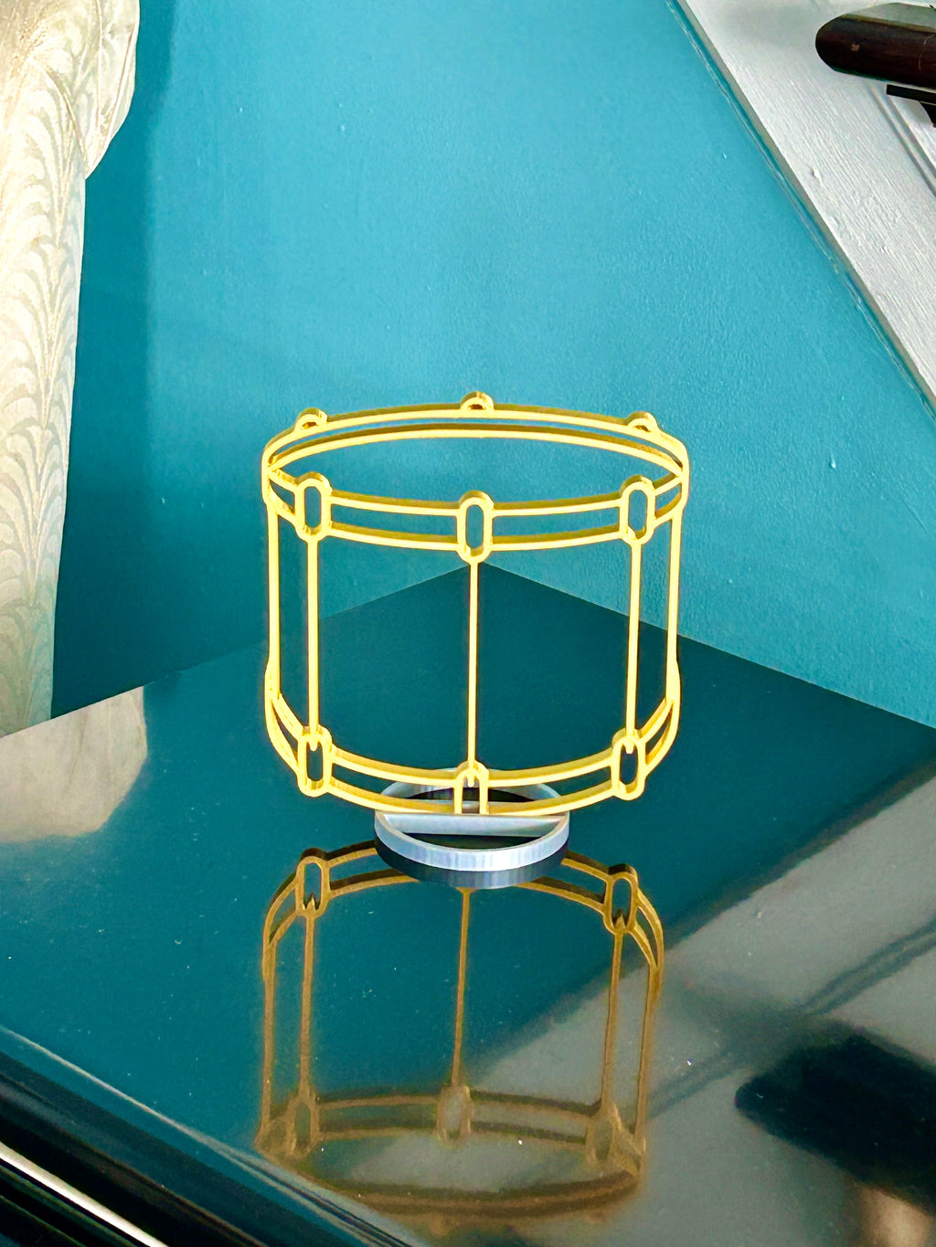 Gold band instrument banquet table centerpieces