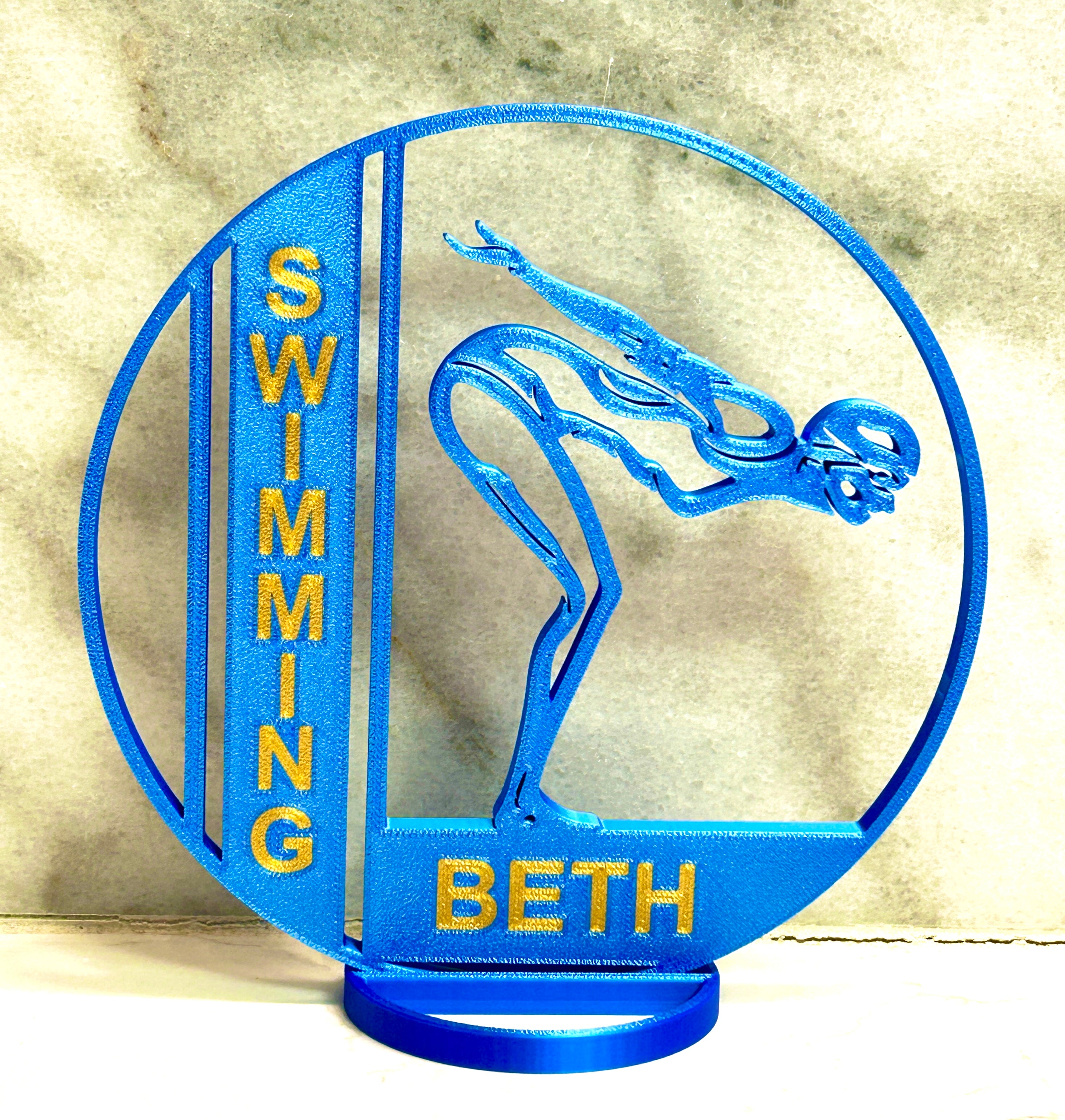 Girl Swimmer Banquet Table Centerpiece - 8" Ball with Personalization - Swim Trophy