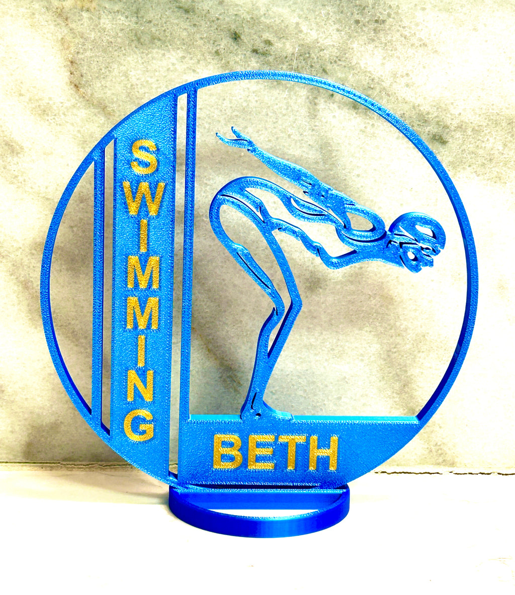 Girl Swimmer Banquet Table Centerpiece - 8" Ball with Personalization - Swim Trophy