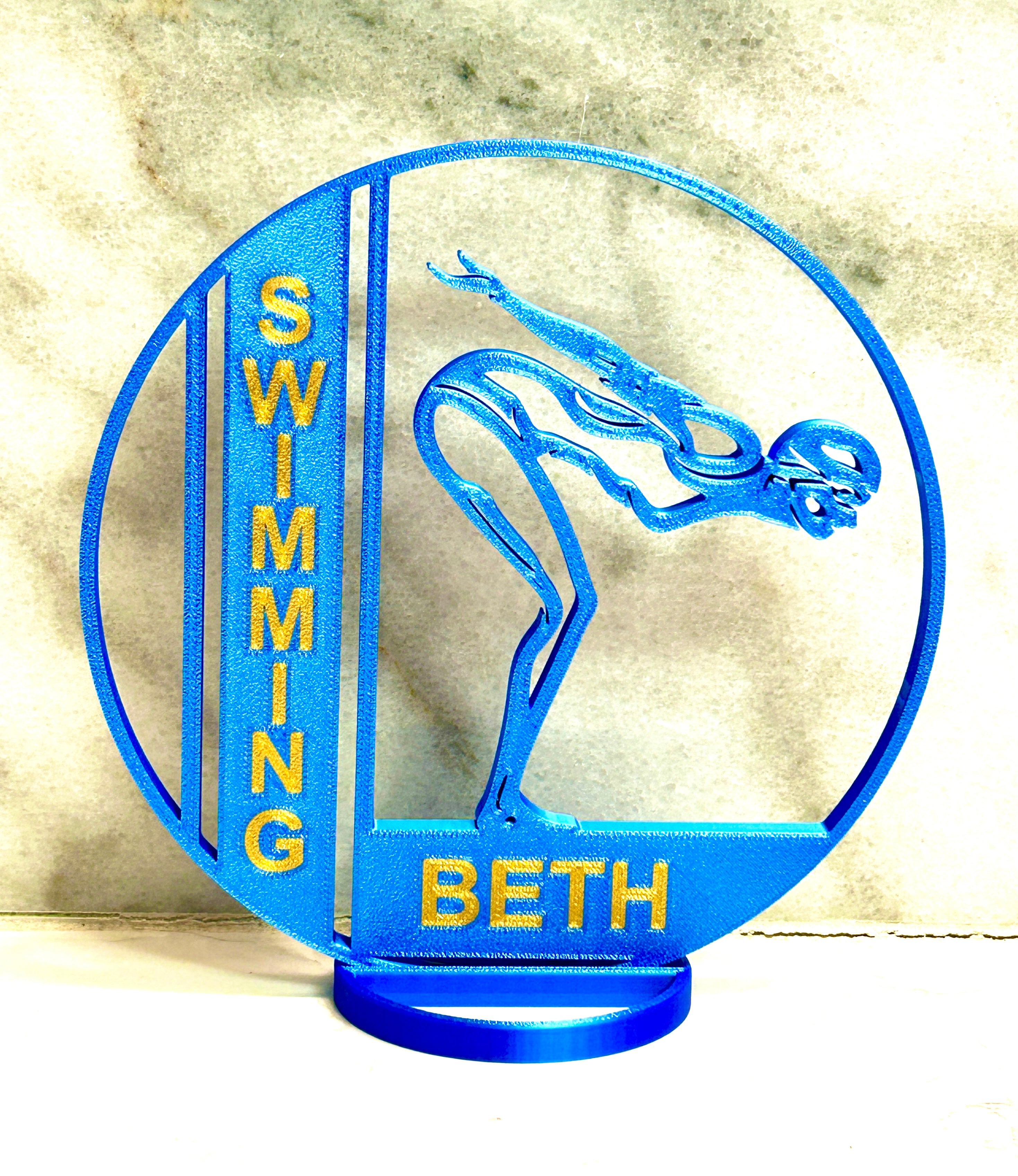 Girl Swimmer Banquet Table Centerpiece - 8" Ball with Personalization - Swim Trophy