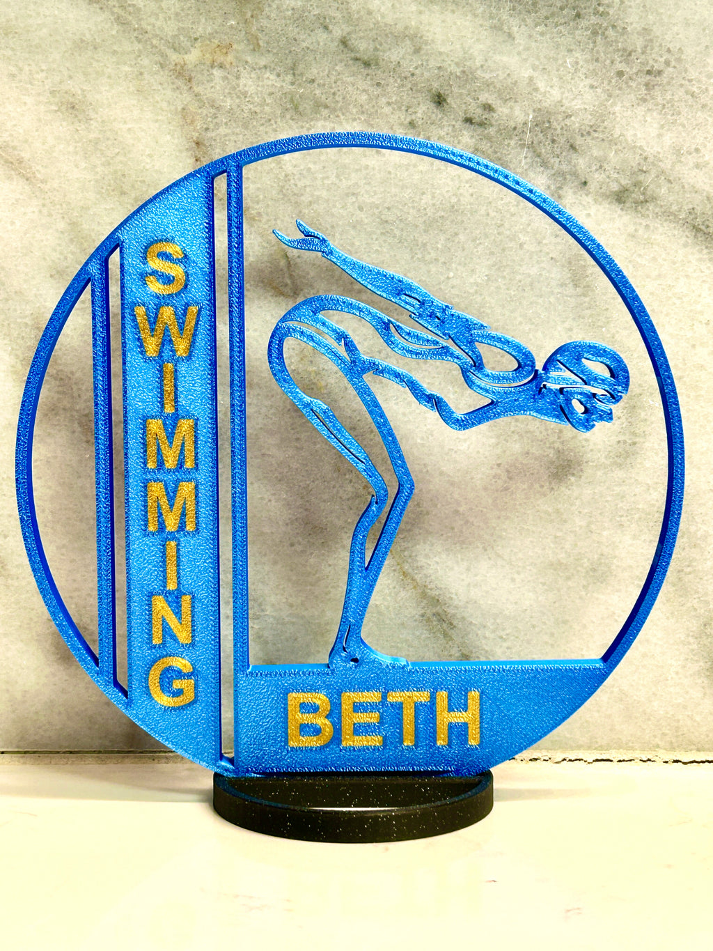 Girl Swimmer Banquet Table Centerpiece - 8" Ball with Personalization - Swim Trophy