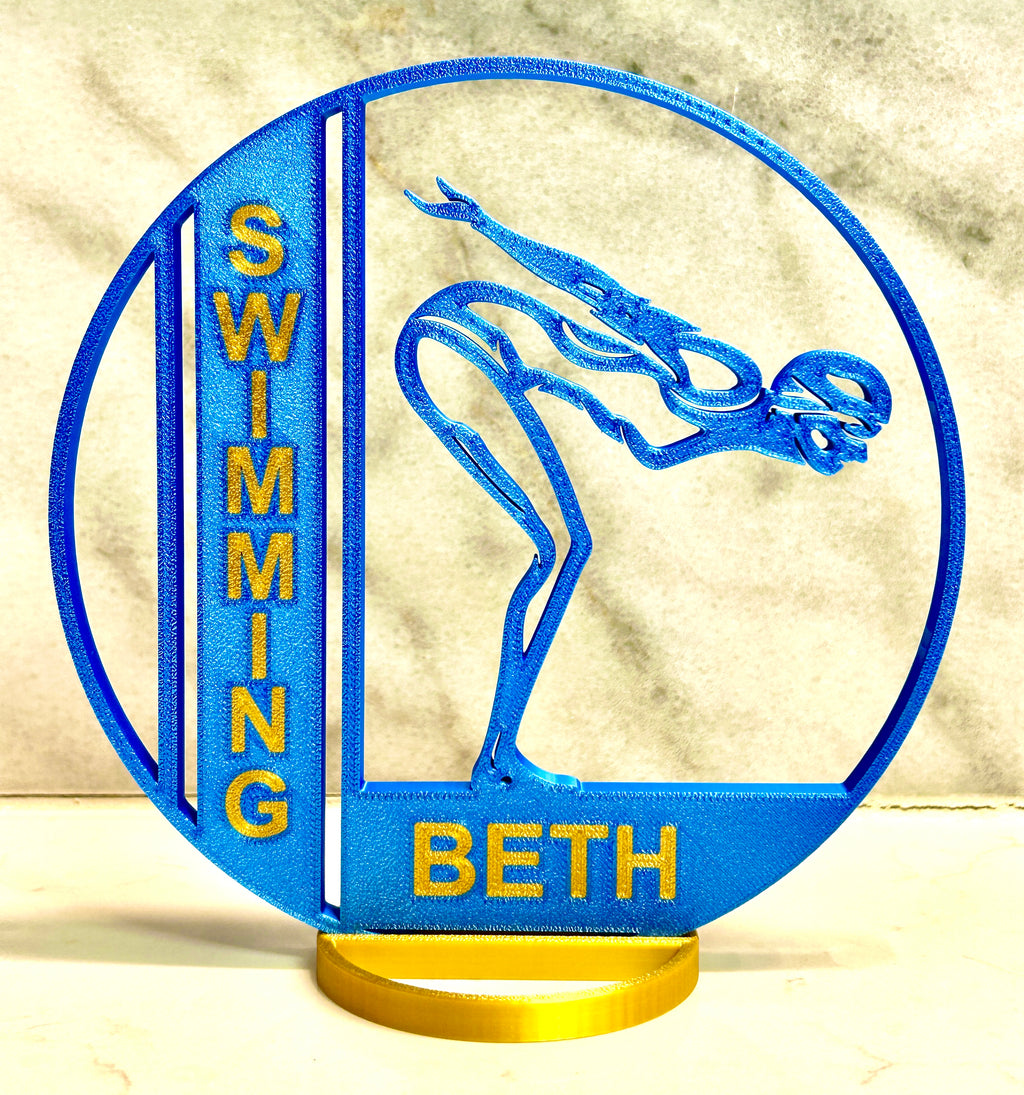 Girl Swimmer Banquet Table Centerpiece - 8" Ball with Personalization - Swim Trophy