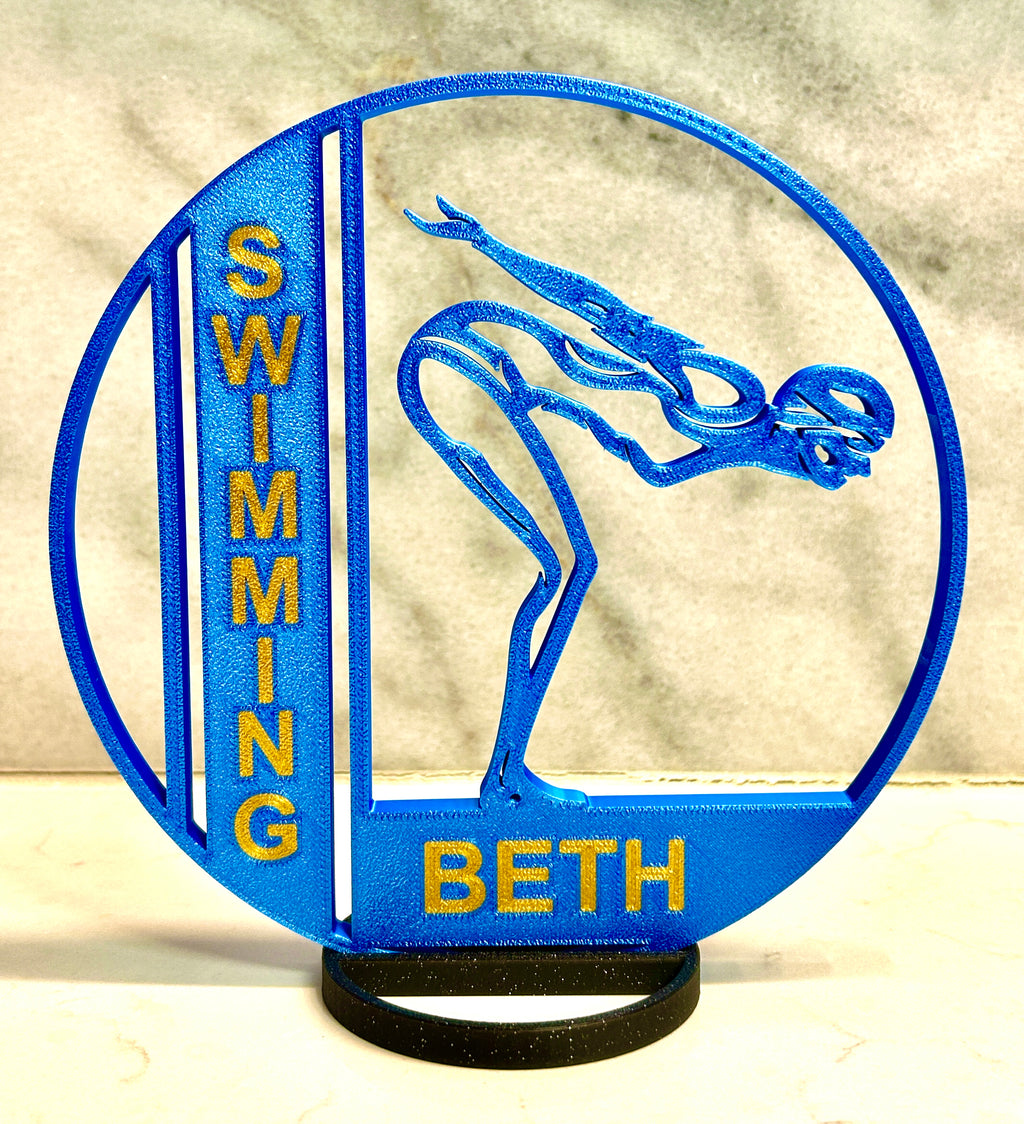 Girl Swimmer Banquet Table Centerpiece - 8" Ball with Personalization - Swim Trophy