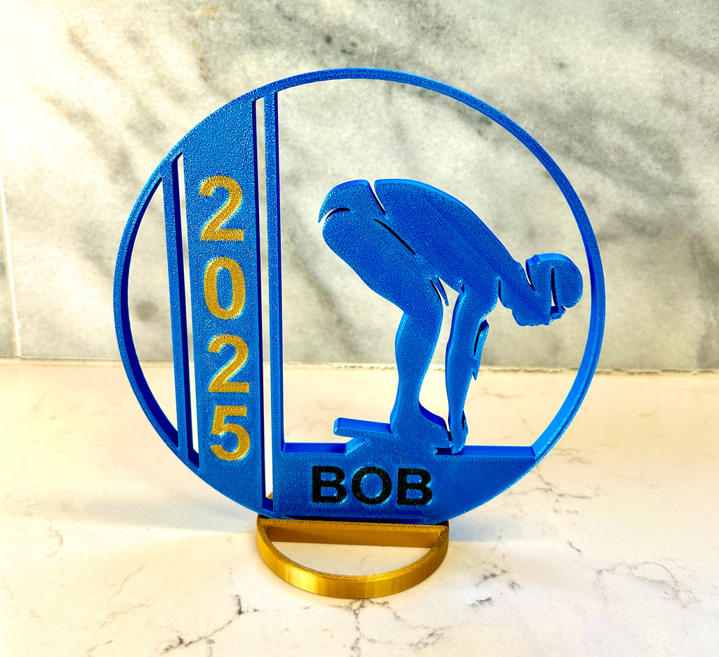 Boy Swimmer Banquet Table Centerpiece - 8" Ball with Personalization - Swim Trophy