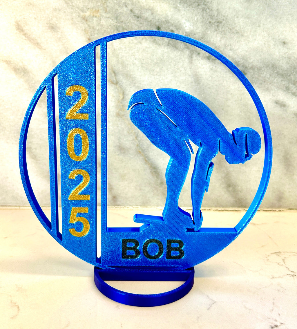 Boy Swimmer Banquet Table Centerpiece - 8" Ball with Personalization - Swim Trophy