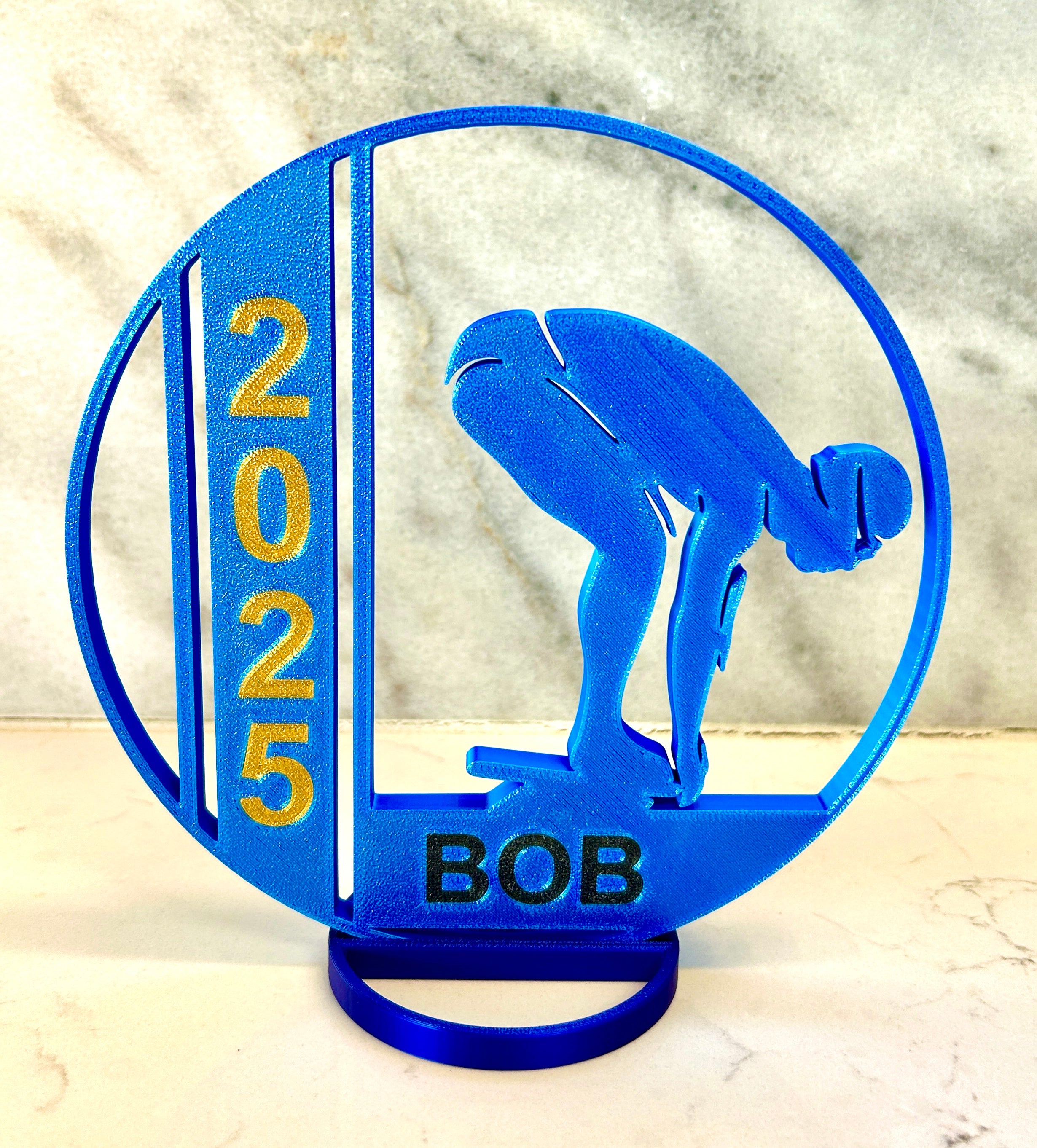 Boy Swimmer Banquet Table Centerpiece - 8" Ball with Personalization - Swim Trophy