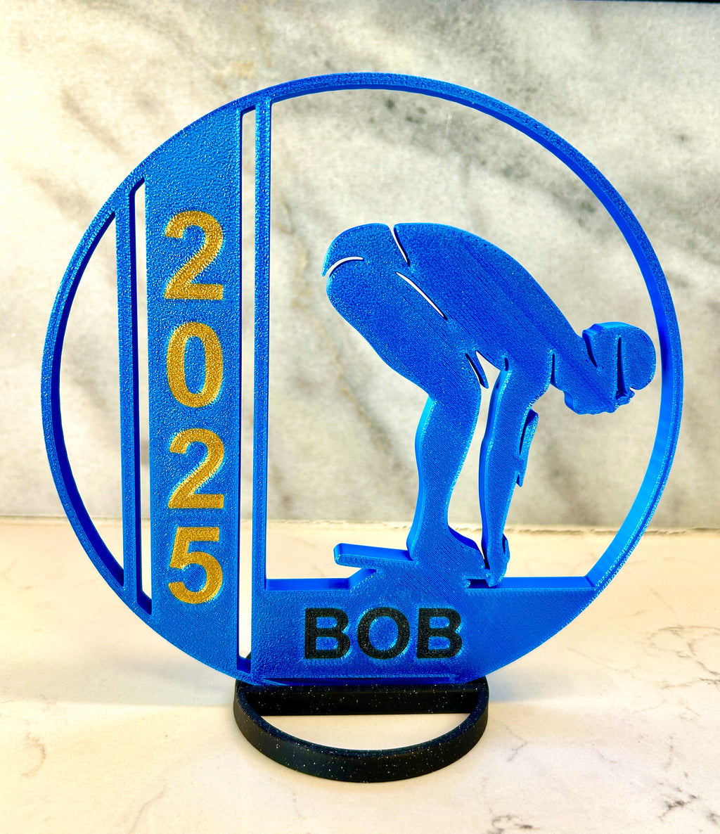 Boy Swimmer Banquet Table Centerpiece - 8" Ball with Personalization - Swim Trophy
