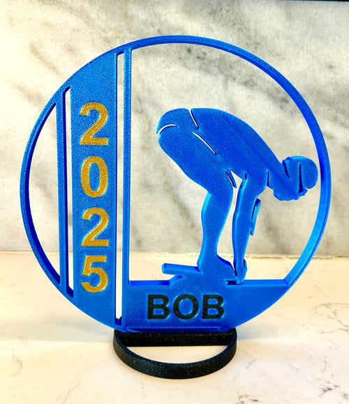Boy Swimmer Banquet Table Centerpiece - 8" Ball with Personalization - Swim Trophy