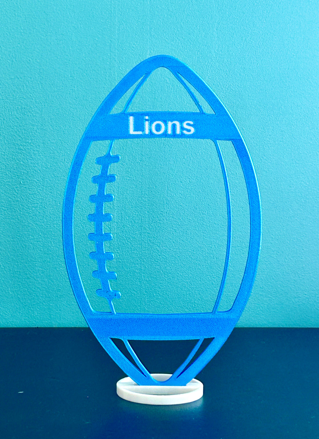 Blue Football with team name used for Party Table centerpiece 