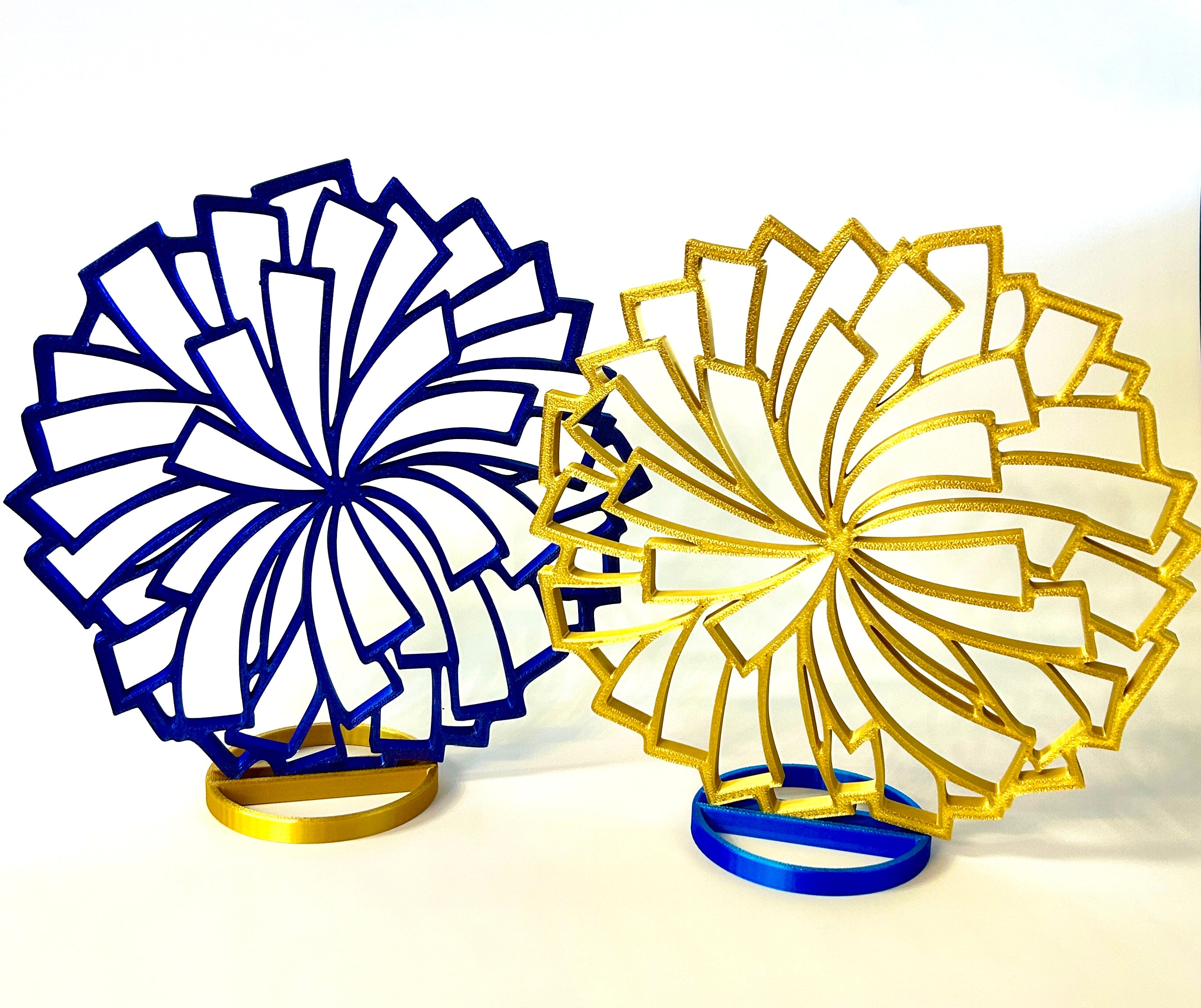 Royal Blue and Gold Cheerleader Pom Pom Banquet Centerpiece