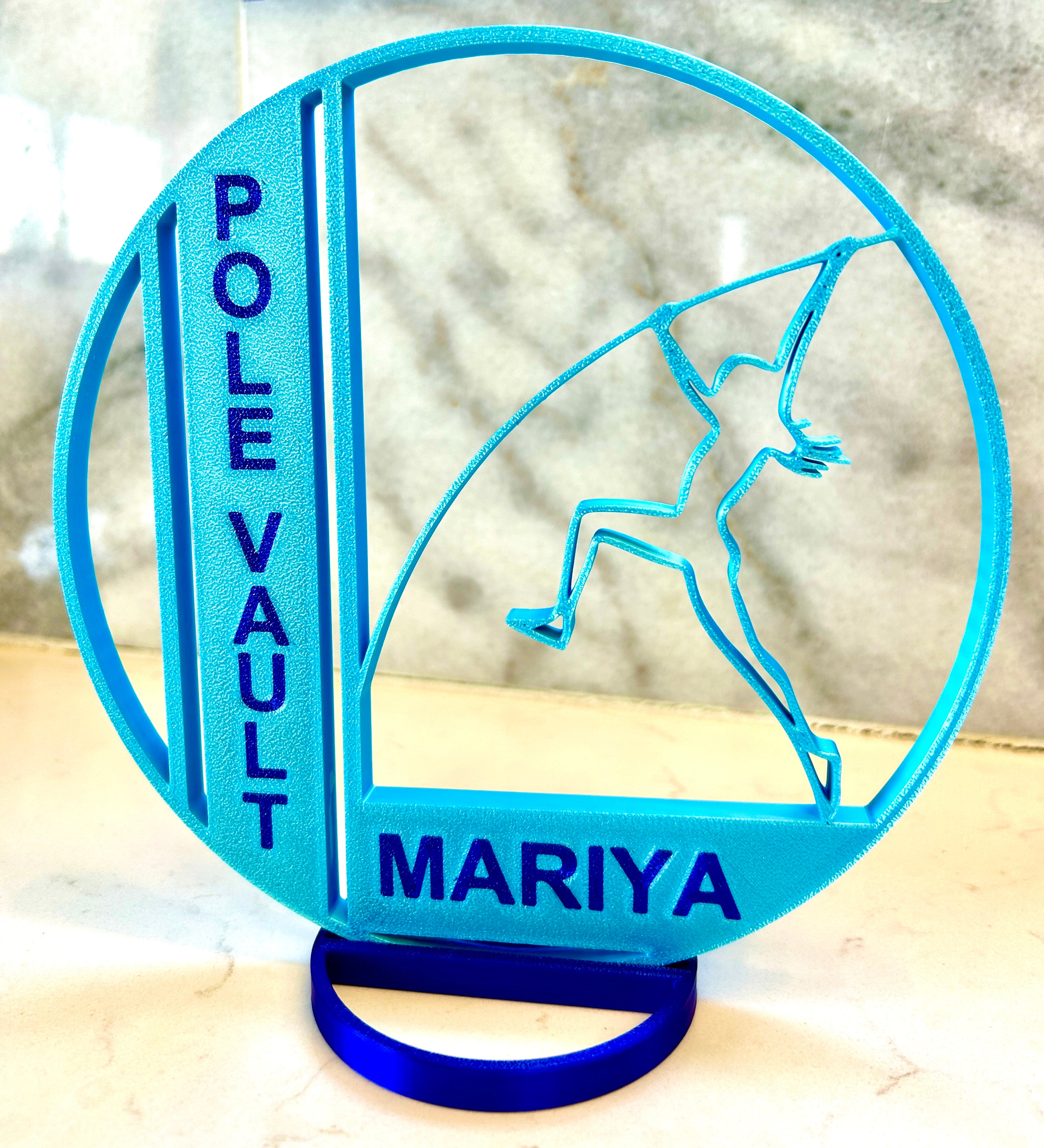 Girl Pole Vaulter Centerpiece: 3D Printed Graduation Banquet Decor (9 inch)