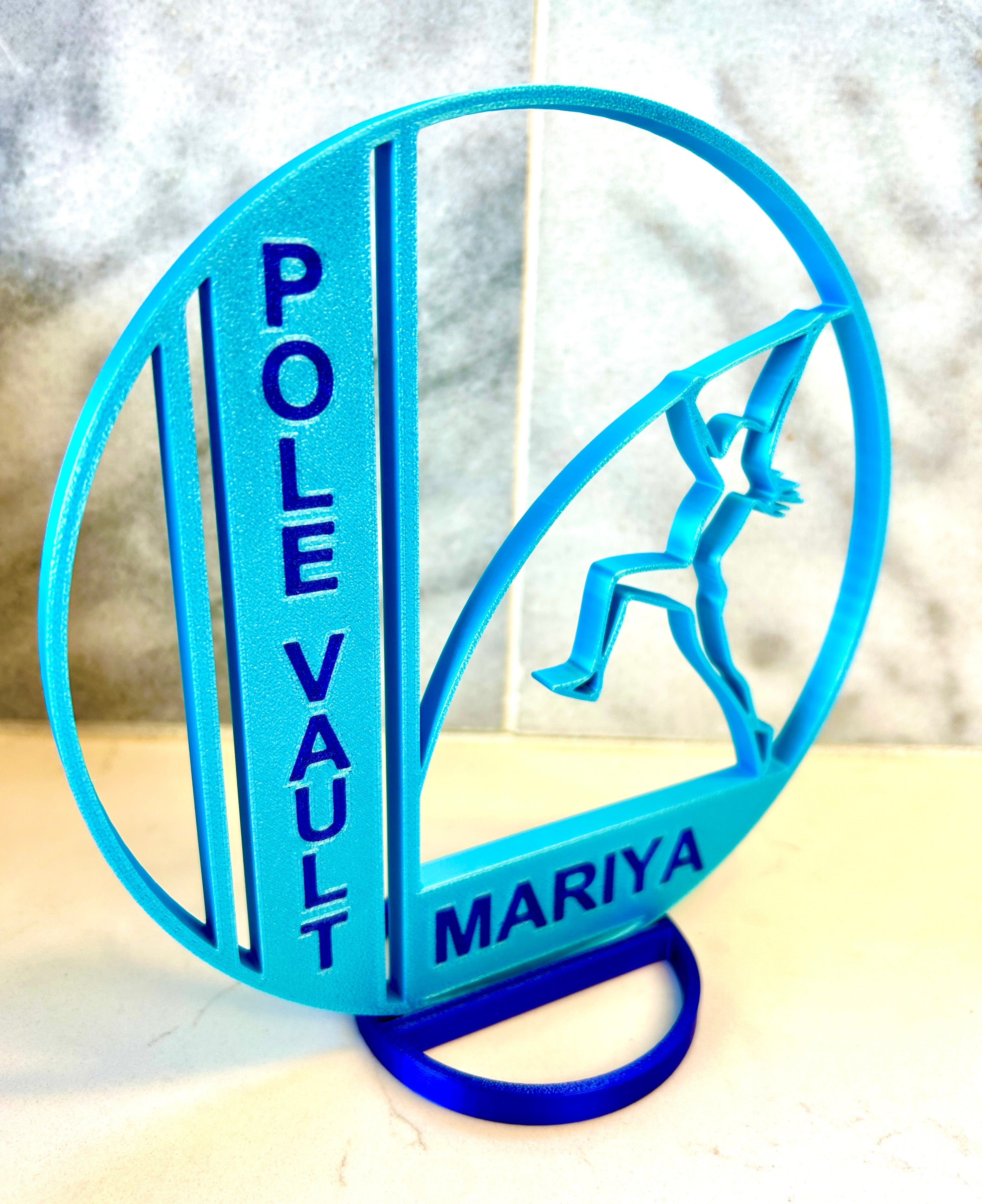 Girl Pole Vaulter Centerpiece: 3D Printed Graduation Banquet Decor (9 inch)