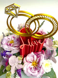 Golden Wedding Rings Centerpiece: LOVE Heart Base, Bridal Shower Decor