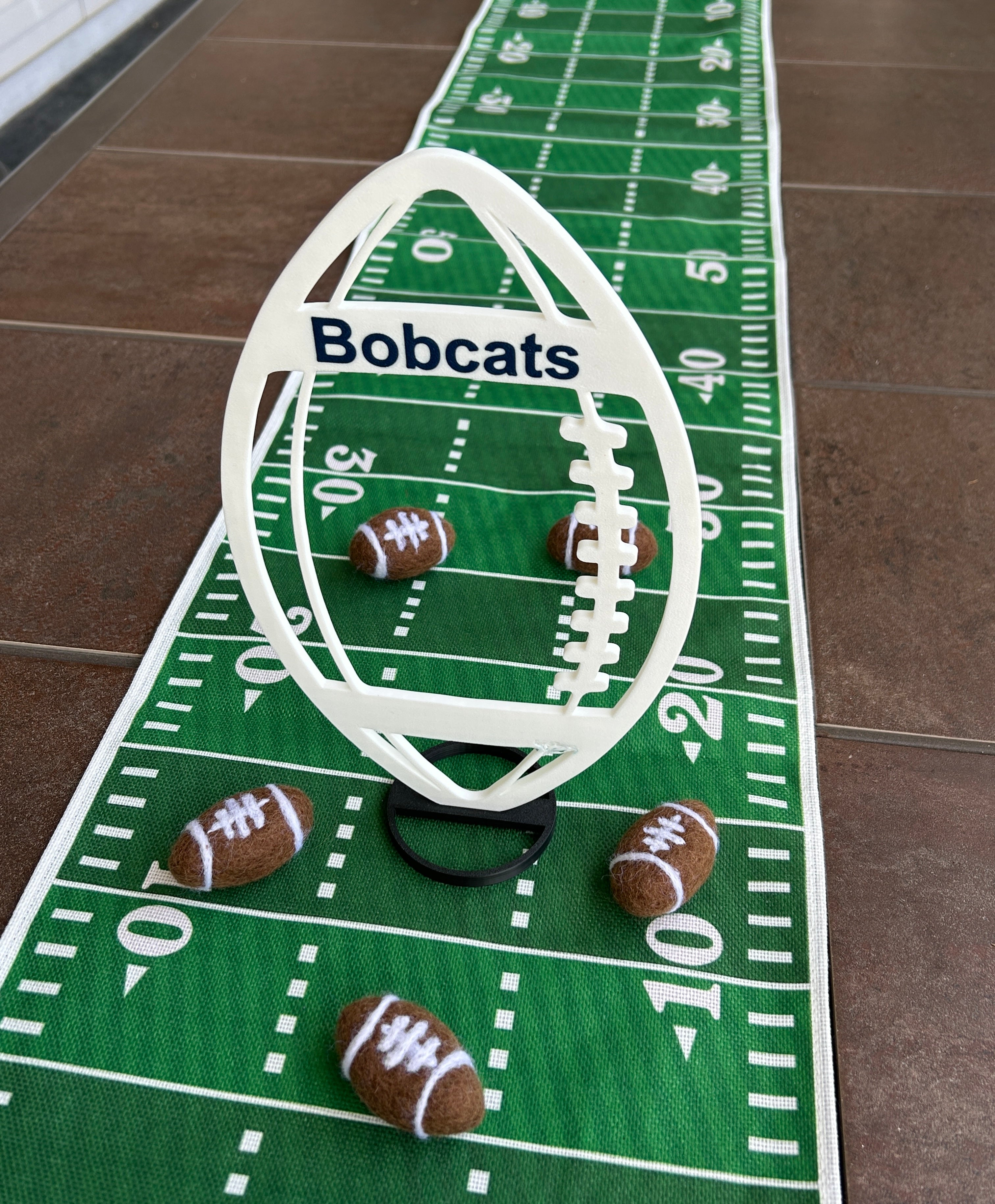 White Football with team name used on Graduation Party Table centerpiece 