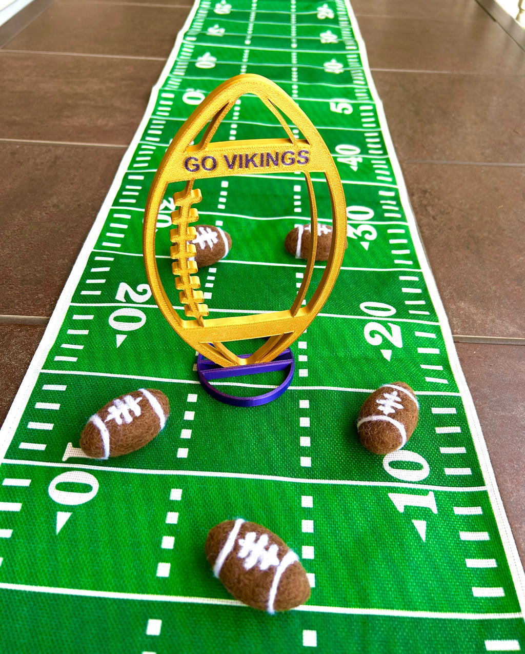 Gold Football with team name used on Graduation Party Table centerpiece 