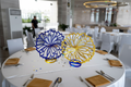 Royal Blue and Gold Cheerleader Pom Pom Banquet Centerpiece