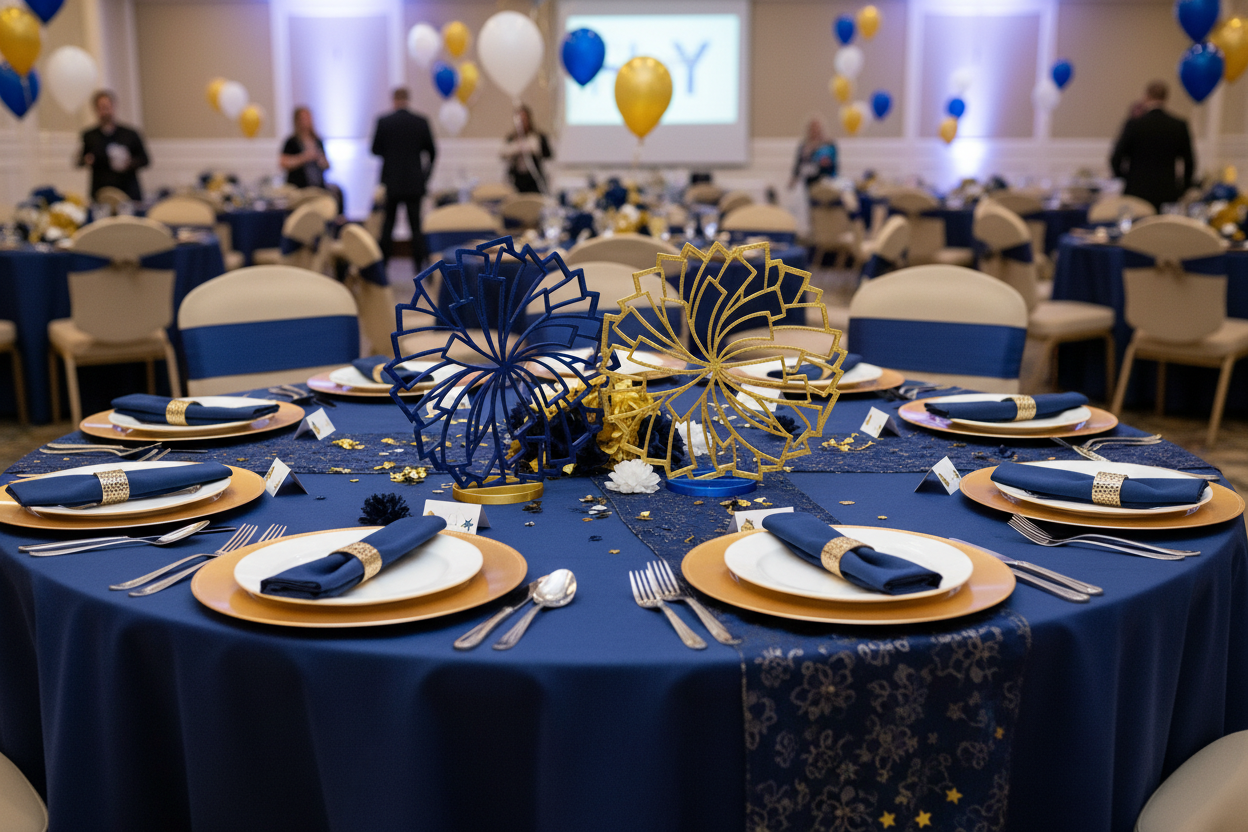 Cheerleader pom pom centerpieces - alternate banquet style