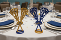 Close-up of GO EAGLES lacrosse centerpieces