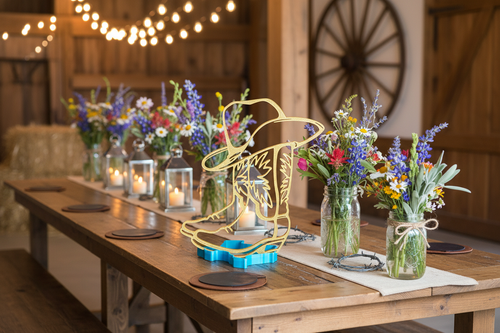 Cowboy boot centerpiece - rustic elegant western style