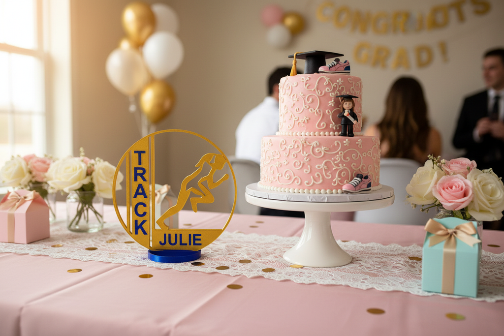 Girls Track Graduation Party Centerpiece