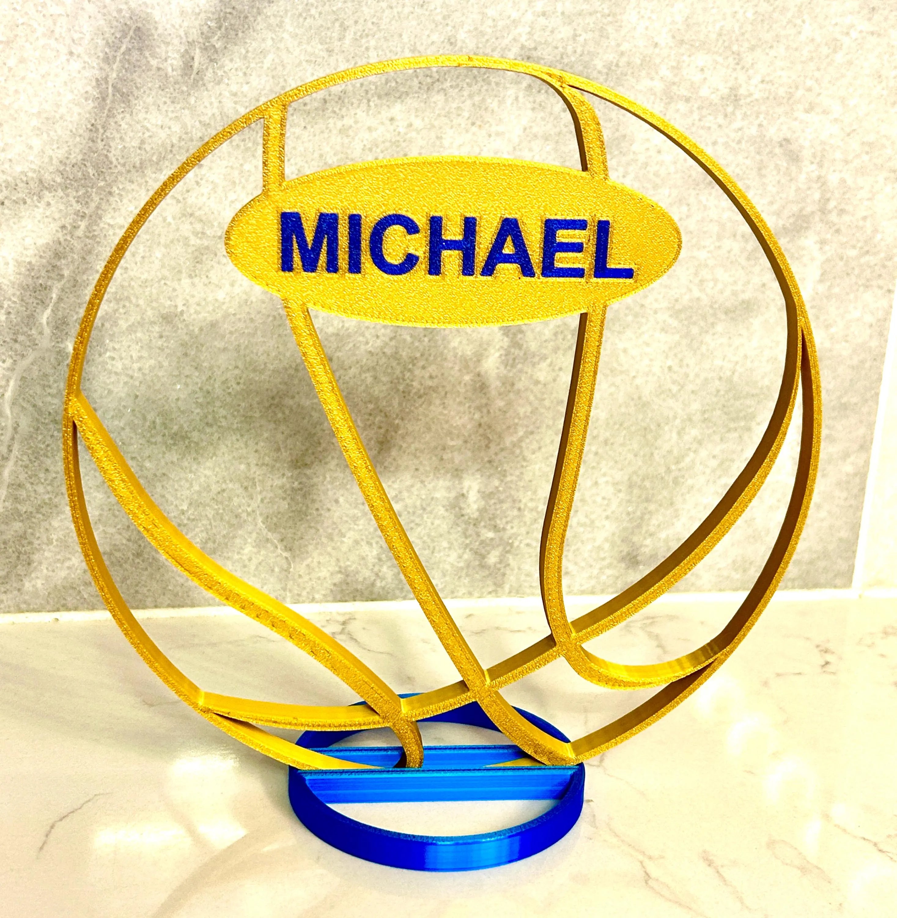 Personalized basketball centerpiece for team banquet table