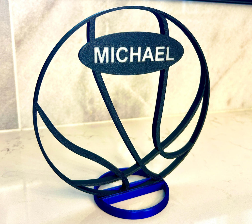 Personalized basketball centerpiece for team banquet table